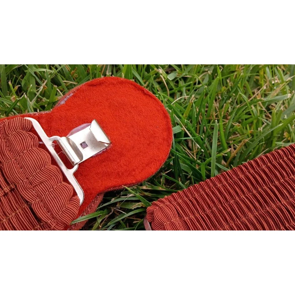 Vintage 1970s Rust Stretch Waist Belt Boho Mod Knot Buckle Wide Elastic Belt